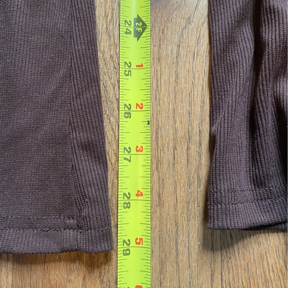 Womens Dark Brown Leggings Ribbed Bell Bottom Flare Pants Yoga Shein Small - Picture 8 of 9